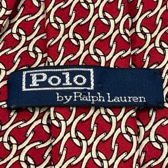 Vintage Polo Ralph Lauren Handmade Jacquard Woven Silk Neck Tie Equestrian Line